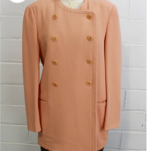 90s Giorgio Armani Peach Wool Blazer Jacket, EU 42 Excellent Vintage Condition - Picture 1 of 8